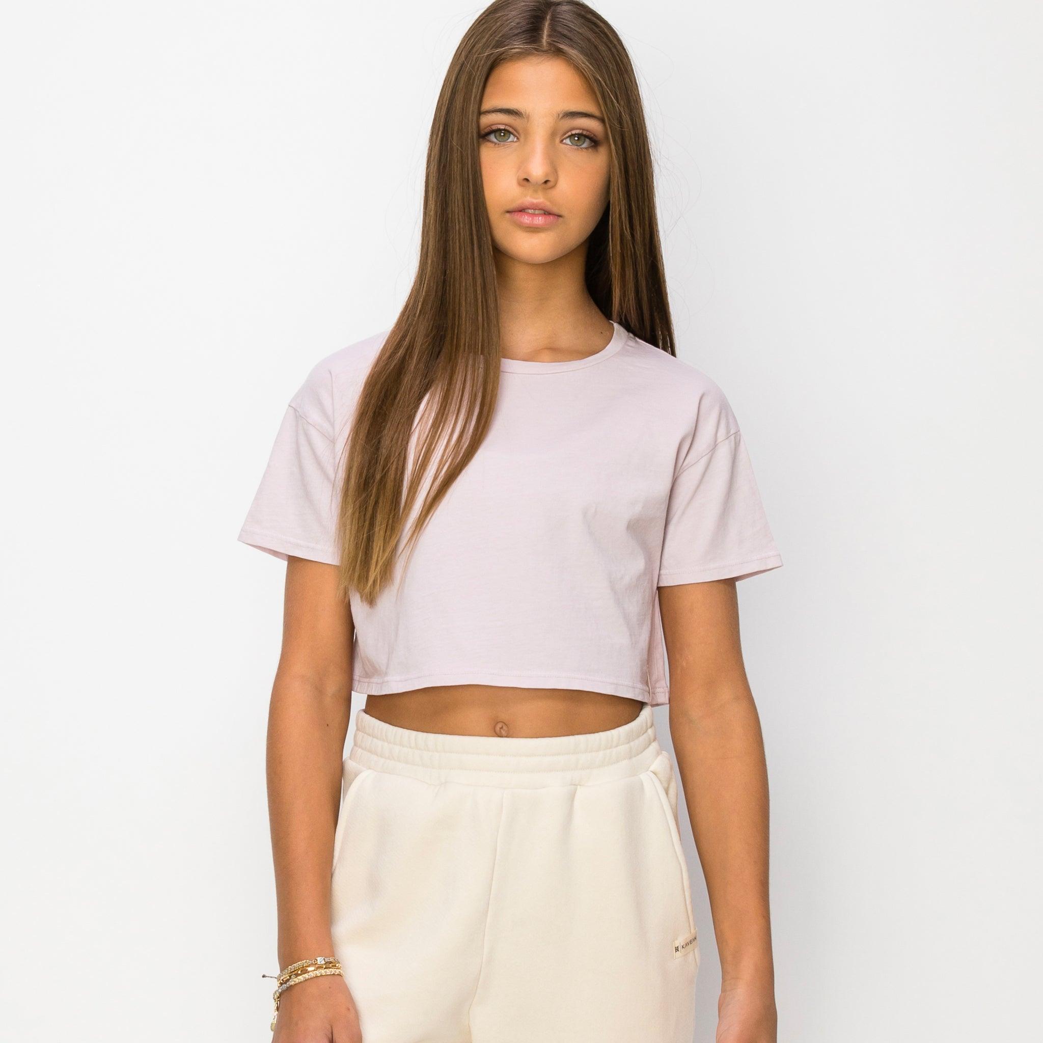 Cropped white crew discount neck